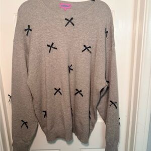 Gray Sweater with Black Bows